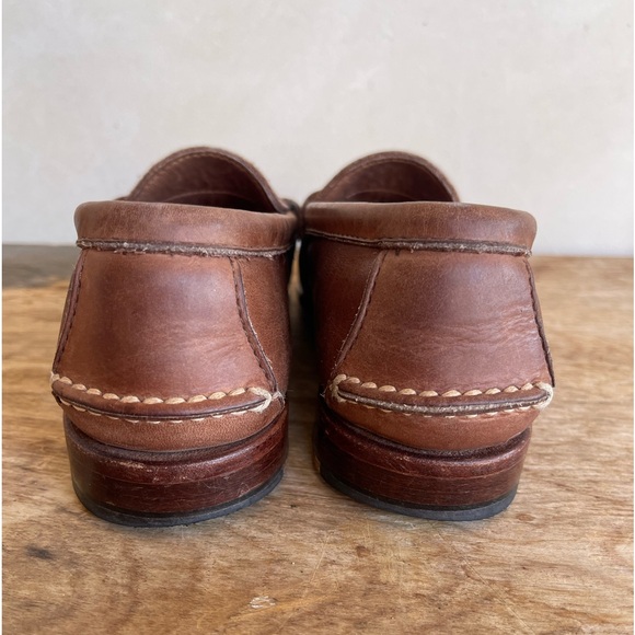 RALPH LAUREN Loafers Soft Lt Brown Leather Whip Stitched Handmade in Main USA 6B - Picture 4 of 13